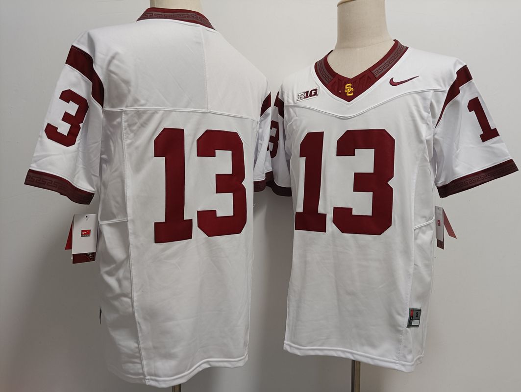 Men USC Trojans #13 No Name White Nike 2025 NCAA Jersey style 1